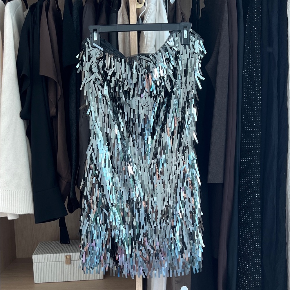 Abercrombie & Fitch Metallic Fringe Mini dress size L Tall